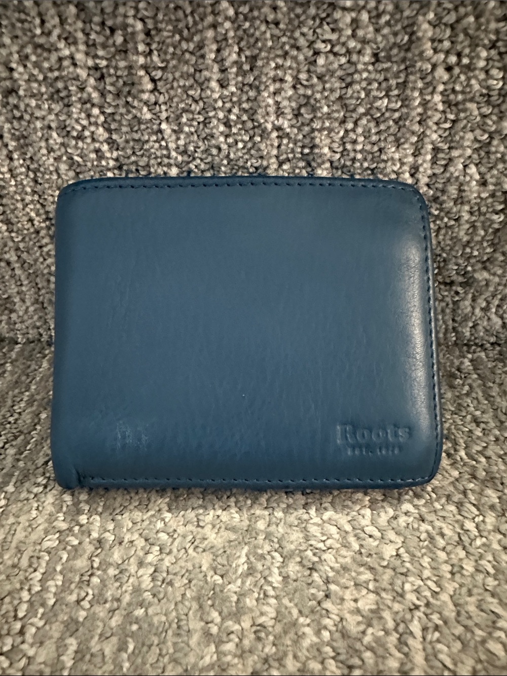 Roots Men's Teal-Blue Leather Bifold Wallet